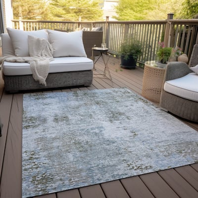 Machine Washable Indoor/ Outdoor Chantille Abstract Modern Rug