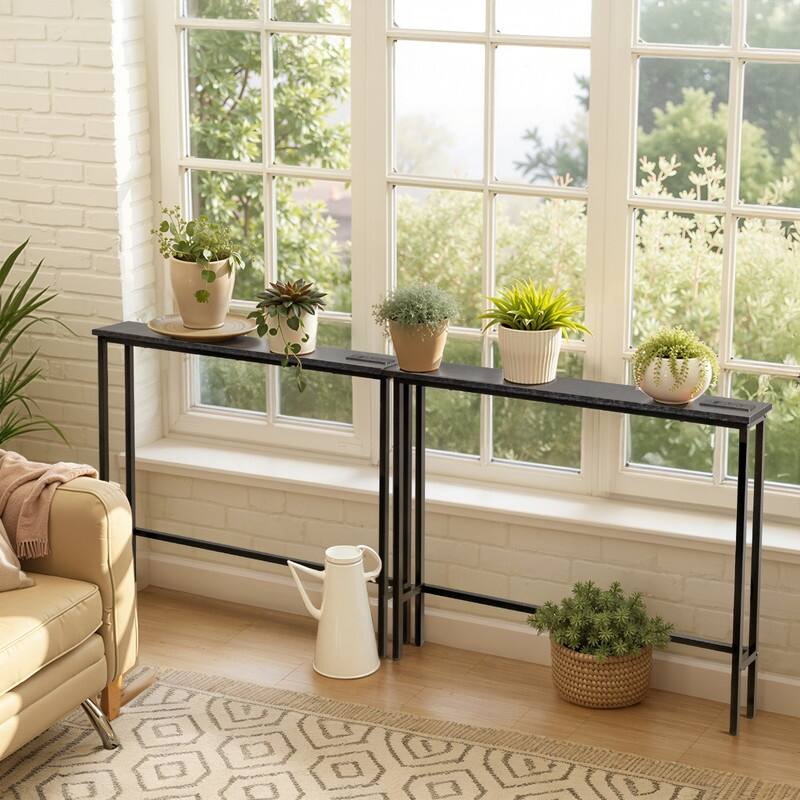 2-piece Set Triamine + Iron 200 * 15 * 79cm with Power Strip Foyer Table