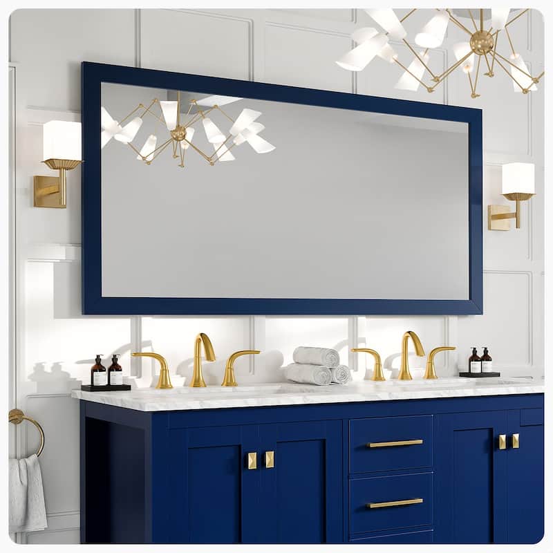 Eviva Acclaim 60" x 30" Rectangular Blue Wooden Framed Mirror