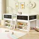preview thumbnail 14 of 18, Kids Twin Size Low Loft Bed with Chalkboard 2 Step Ramp Ladder and 2 Tier Bookcase