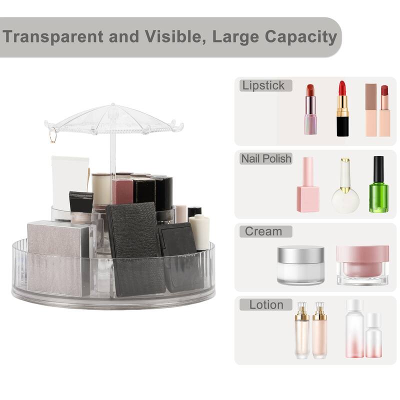 Rotating Makeup Organizer 360° Rotatable Cosmetic Display Case for Lotions Clear - Clear