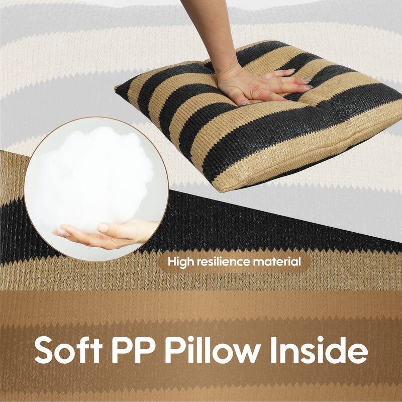 2 Pack Outdoor Throw Pillows, Cushions Simulated Straw Weaving Strip)- Soft & Comfortable Decorative Pillow Covers(18"x18")