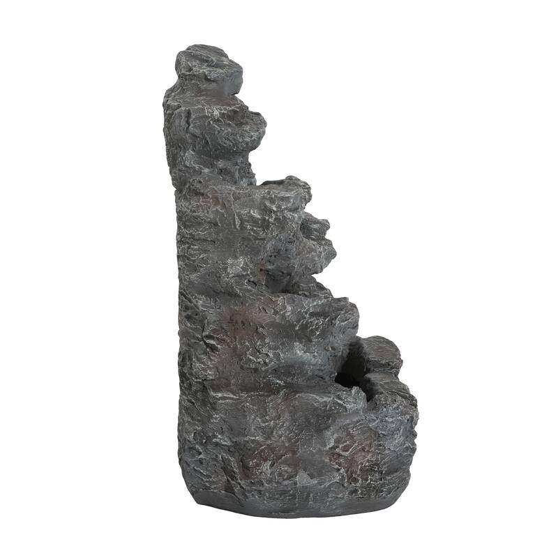 Christopher Knight Home - Kim 5-Tiered Concrete Tall Slim Fountain LED-Lit Column