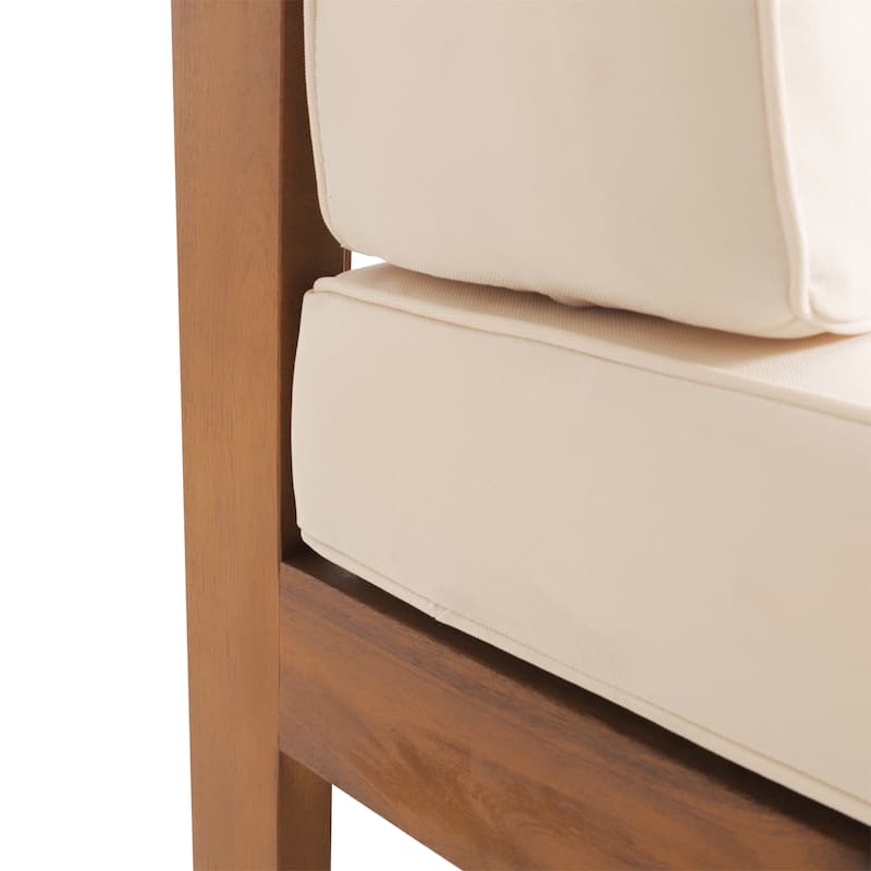 Roomfitters X-Back Corner Bench with Coffee Table, Outdoor Wooden Patio Sofa with Cushions for Garden or Porch