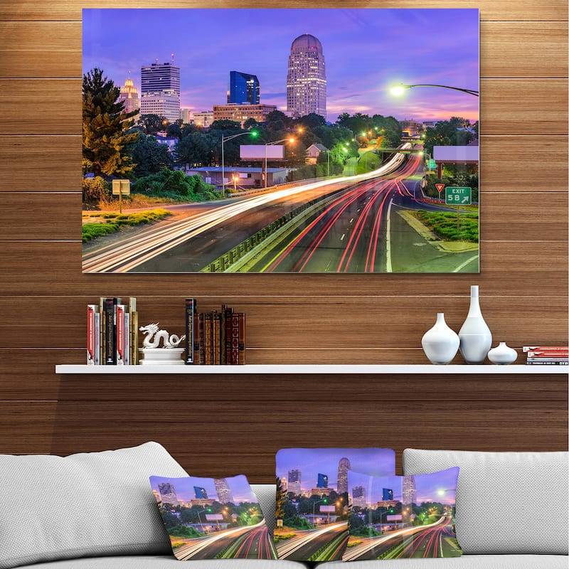 Winston Salem North Carolina - Cityscape Glossy Metal Wall Art