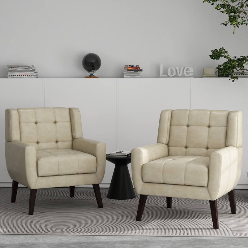 Tufted Arm Chair Upholstered Lounge Chair(Set of 2)
