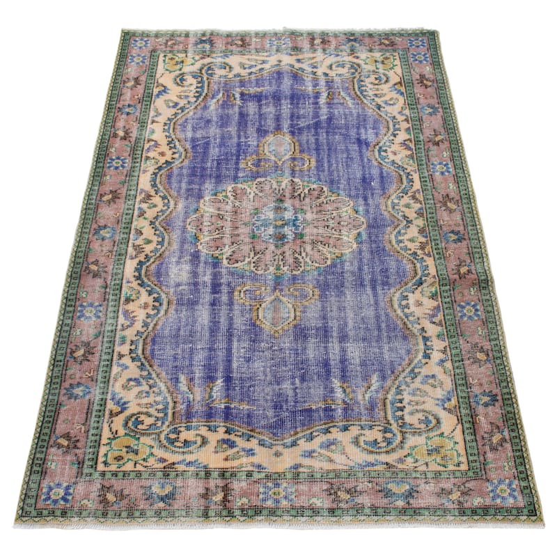 ECARPETGALLERY Hand-knotted Color Transition Dark Blue Wool Rug - 5'11 x 8'10