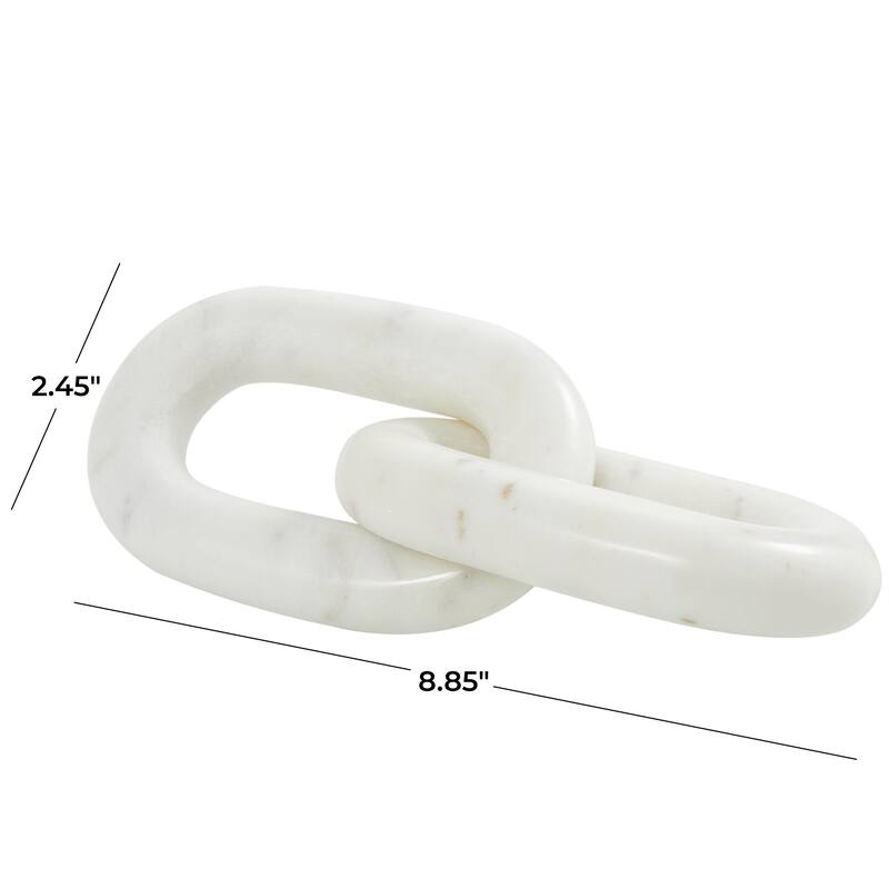 Marble Chain Handmade Geometric 2 or 3 Link Decorative Sculpture - White - Roche River Decor