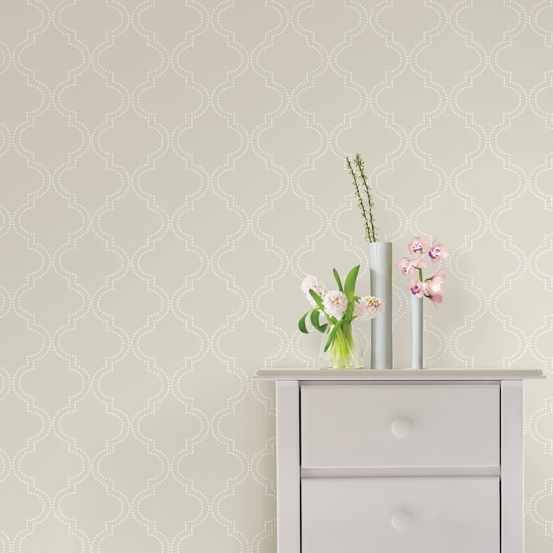NuWallpaper Taupe Quatrefoil Peel & Stick Wallpaper - 216in x 20.5in x 0.025in
