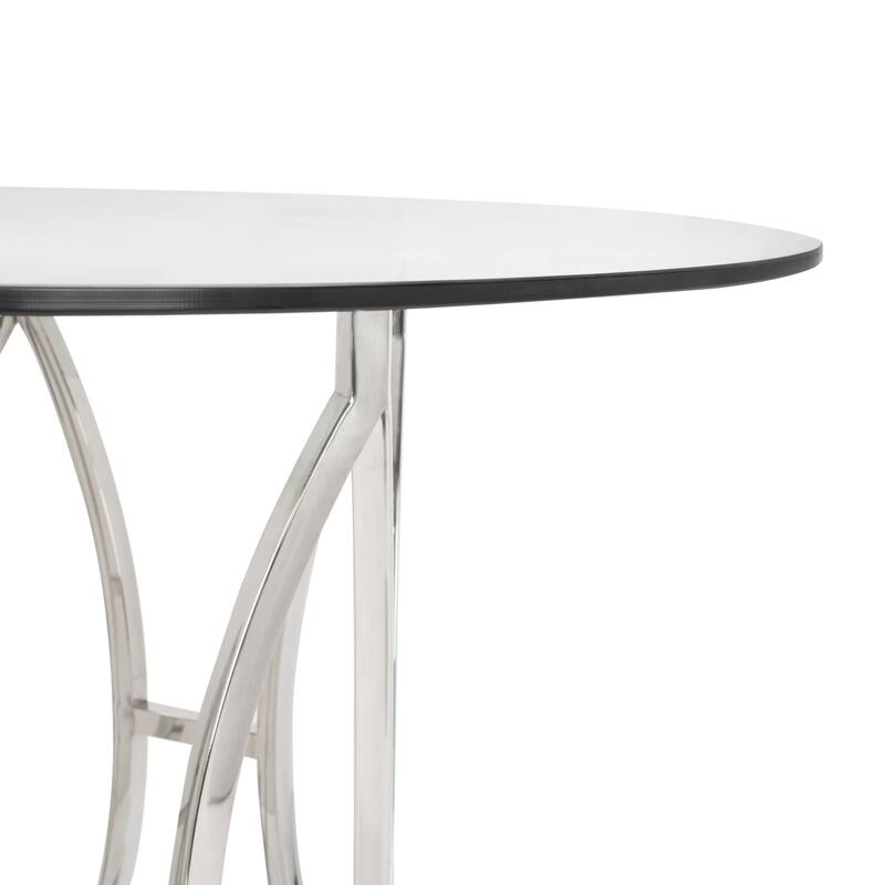 SAFAVIEH Couture Shaw Glass Top Round Dining Table