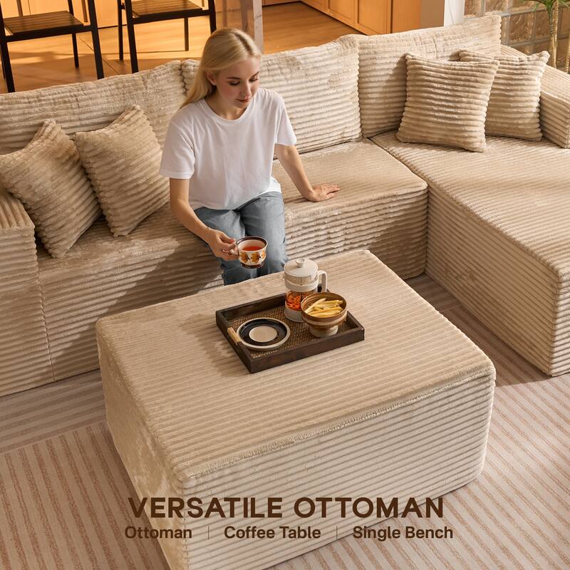 OVIOS All-Foam Cloud L-Shaped Lounger Sofa​ ​​With Ottoman​