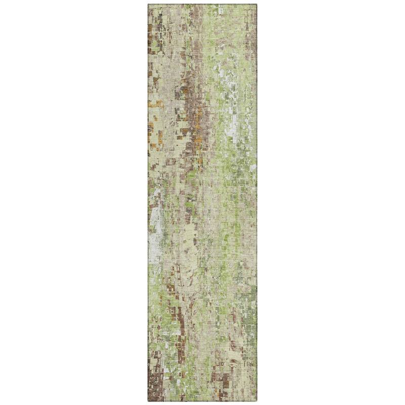 Machine Washable Indoor/ Outdoor Abstract Pixels Chantille Rug