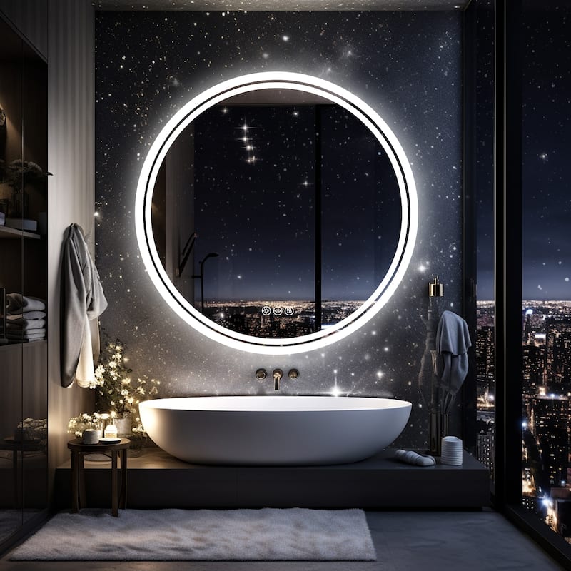 31.5" LED Lighted Bathroom Mirror Vanity Mirror Wall Mounted Large Anti-Fog Dimmable Mirror Backlit - 31.5'' - 31.5'' - Silver