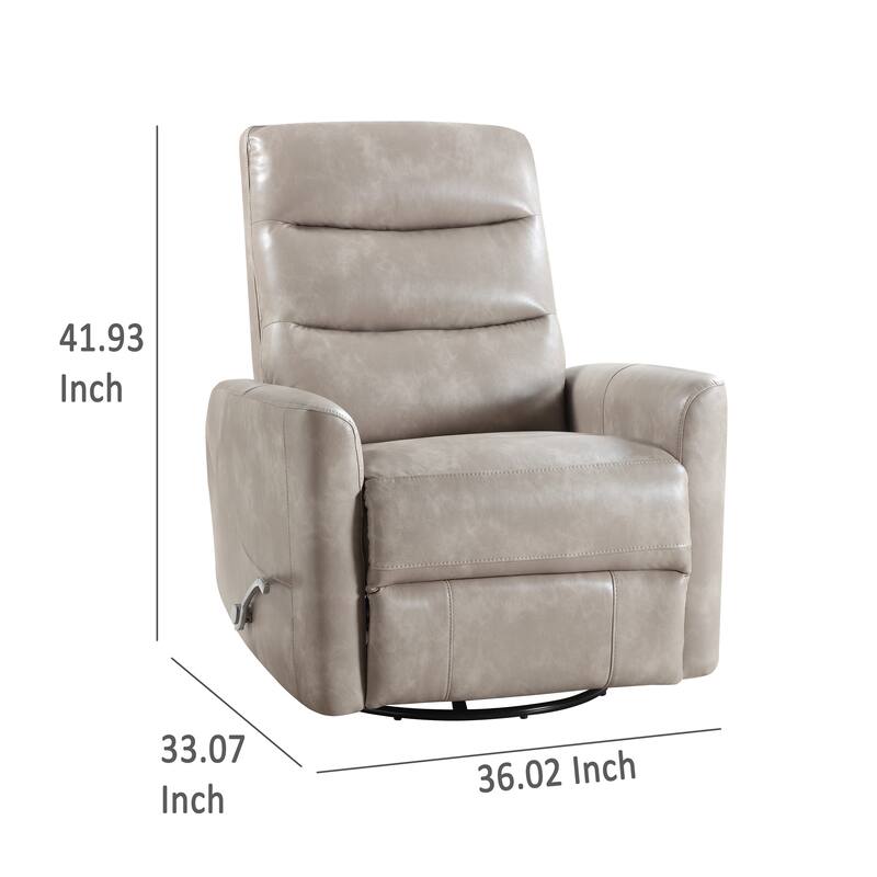 Aki Swivel Manual Recliner Chair, Adjustable Rest, Gray Faux Leather