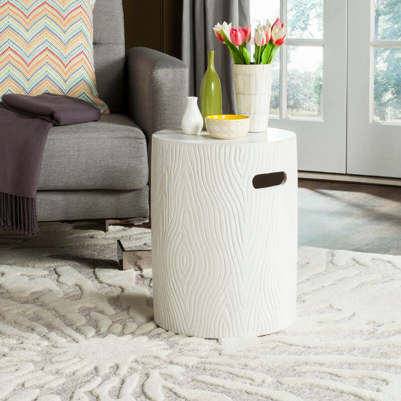 SAFAVIEH Reasilvia Trunk Concrete Indoor/ Outdoor Accent Table (Dark Grey) - 14.9" x 14.9" x 16.5" - 15Wx15Dx17H - Ivory