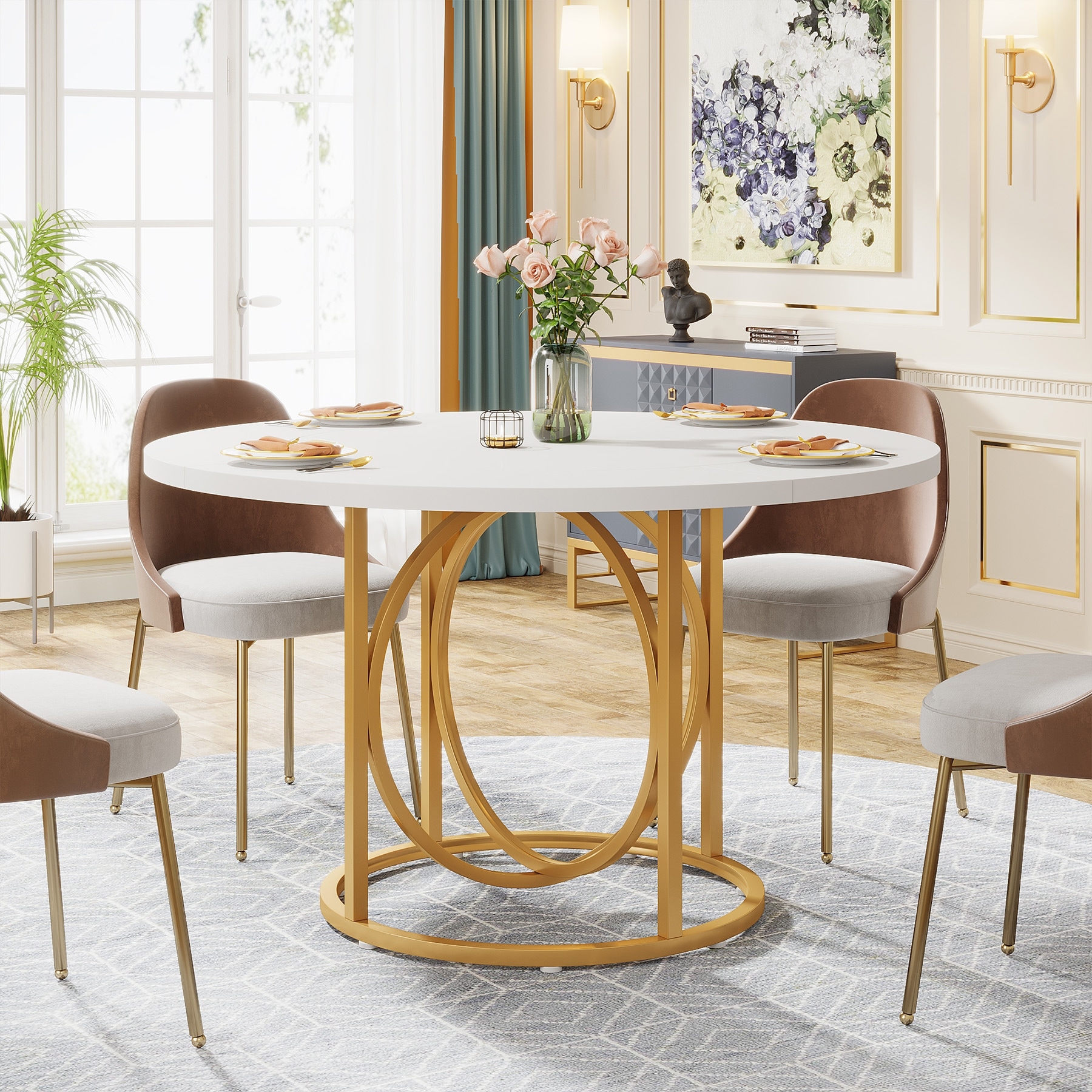 White round dining table for 4 deals