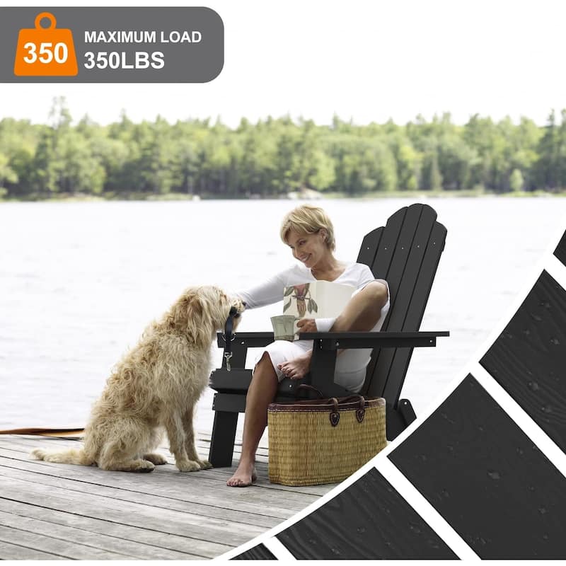 WINSOON All-Weather Poly Outdoor Adirondack Chairs - Foldable (Set of 6)