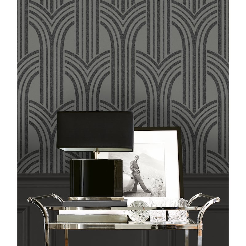 Seabrook Designs Diamond Stripe Glass Beaded Unpasted Wallpaper