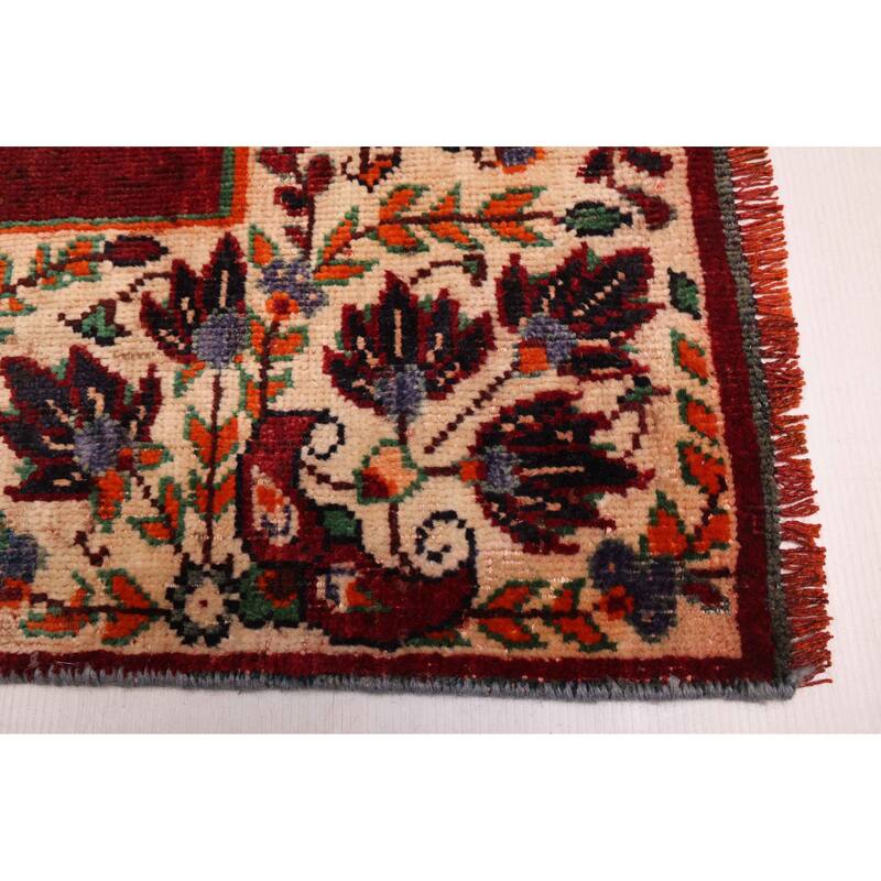 ECARPETGALLERY Hand-knotted Melis Vintage Dark Red Wool Rug - 4'2 x 8'10