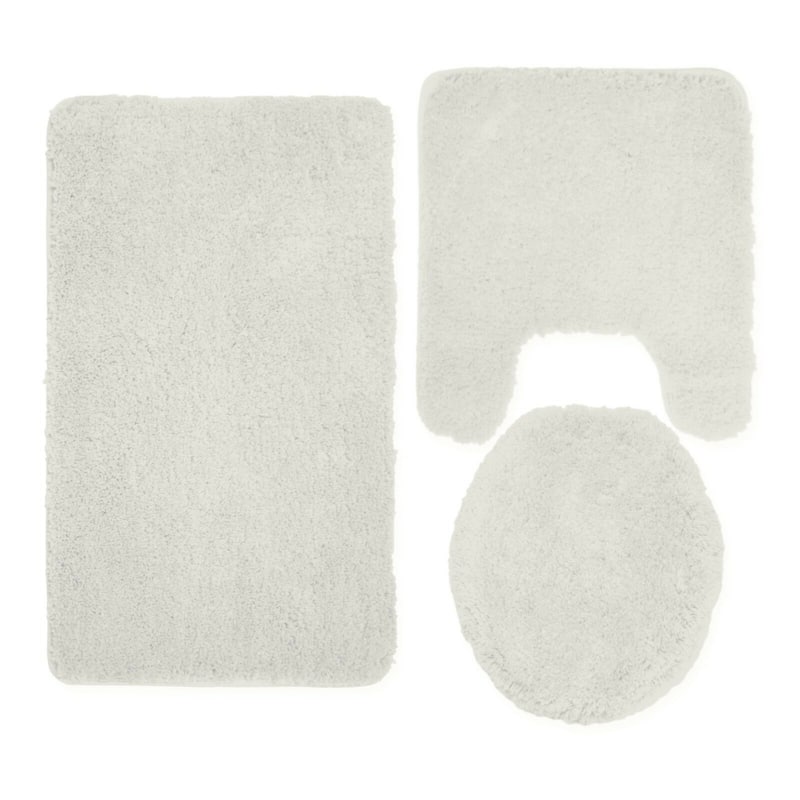 Queen Mary 3 Piece Bathroom Rug Set, Luxury Soft Plush Bath Mat, Contour Rug, Lid Cover, Non-Slip