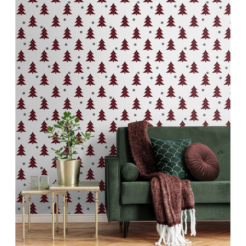 NextWall Plaid Pines Peel and Stick Wallpaper