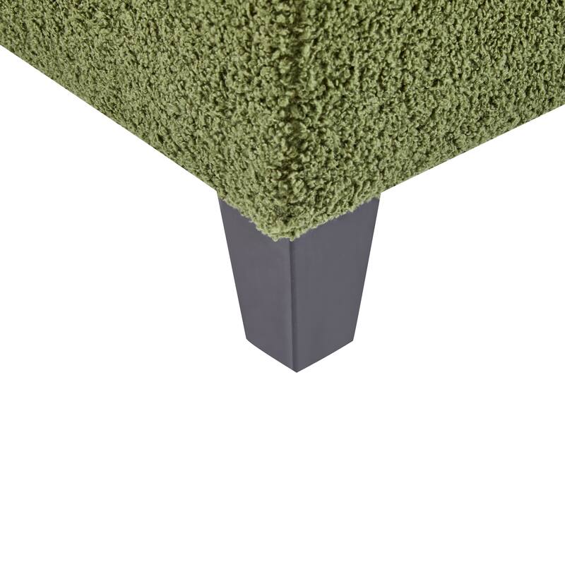Textured Boucle Fabric Storage Ottoma, Upholstered Footstool with Flip Top Lid, Entryway Bench with Birch Wood Legs