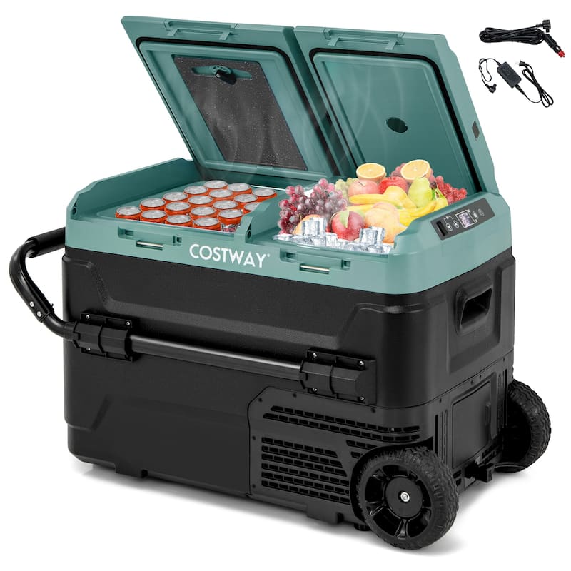 Dual Zone 12V 42QT Car Fridge Perfect for Travel Camping and Outdoor Adventures - 31" x 18.5" x 18.5"