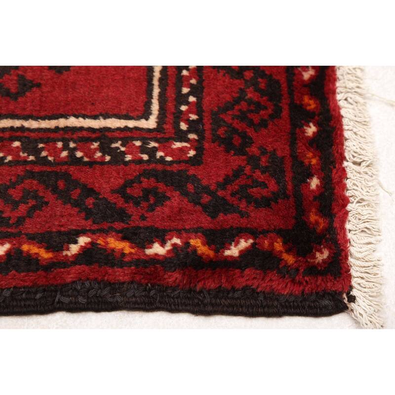ECARPETGALLERY Hand-knotted Baluch Cream, Dark Red Wool Rug - 3'4 x 5'10