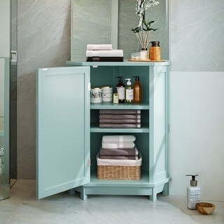 Green Bathroom Cabinet Triangle Corner Storage Cabinet with Adjustable ...