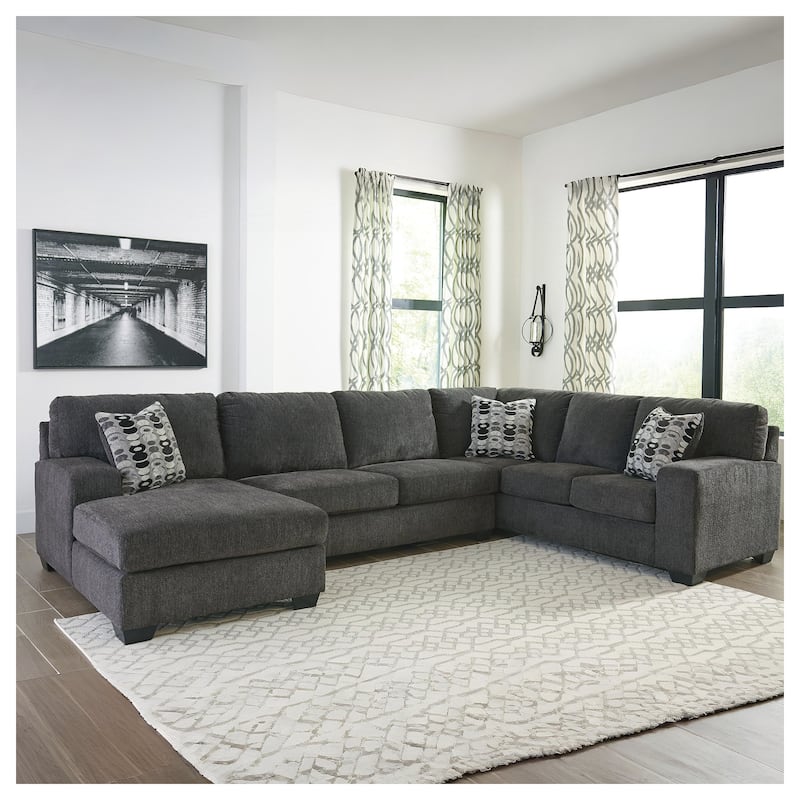 Ballinasloe Left Facing 3-Piece Sectional - Smoke - Grey - Left Facing
