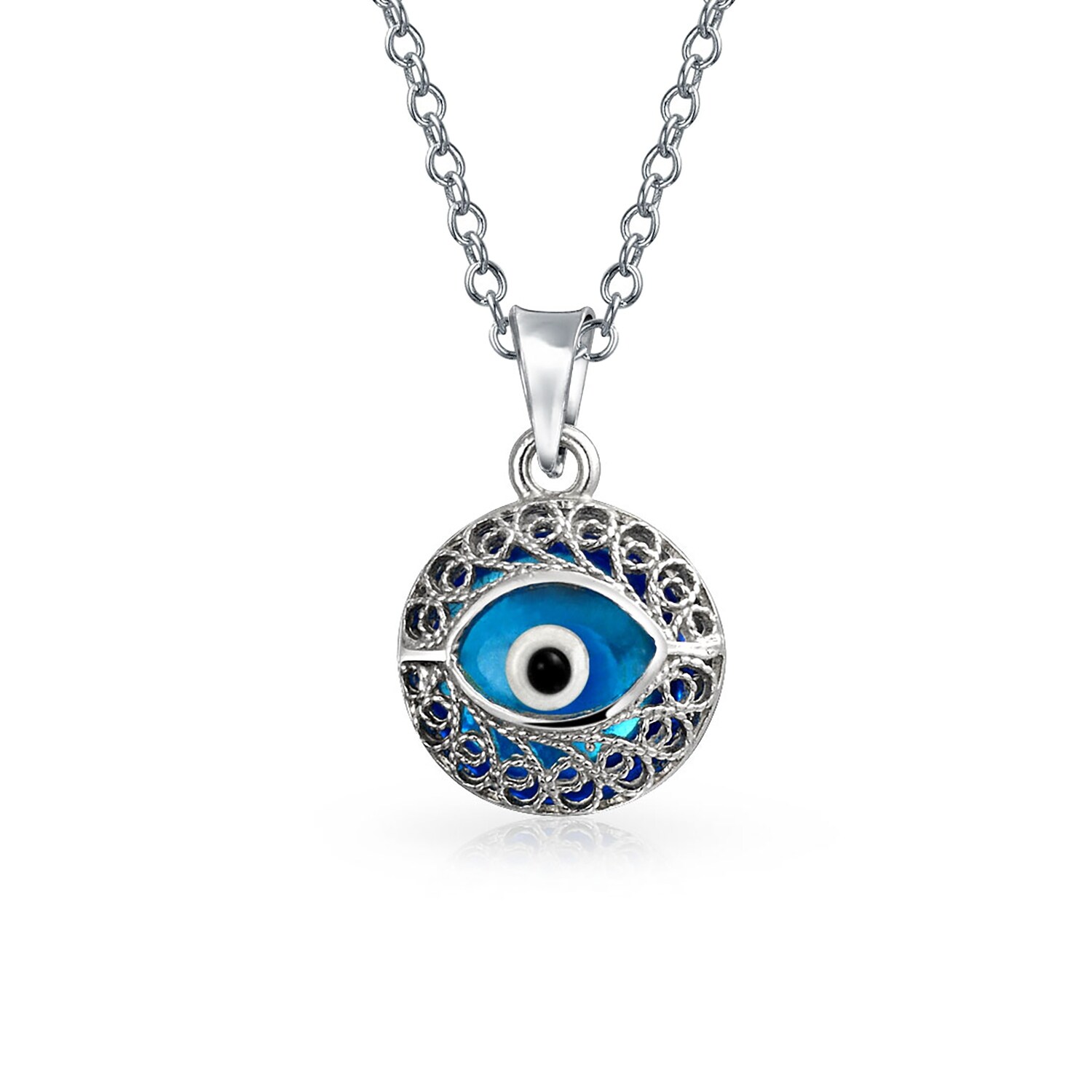 Evil Eye Blue Filigree Sterling Silver Pendant Charm Filigree Sterling Silver Pendant Charm