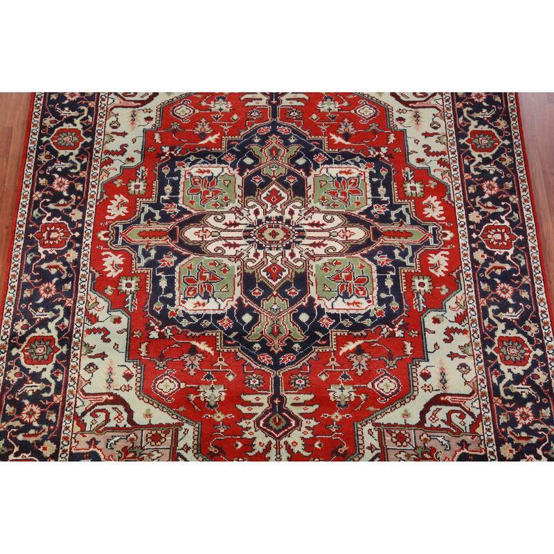 Hand Knotted Oriental 100% Wool Carpet Traditional Medallion Red Heriz (serapi) Area Rug - 10' 0'' X 7' 11''