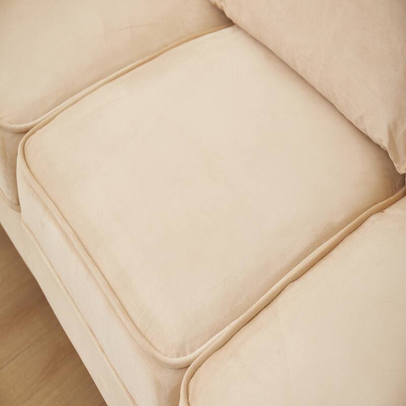 Plush Microfiber Sofa, High-Density Foam Comfort, Solid Wood Frame