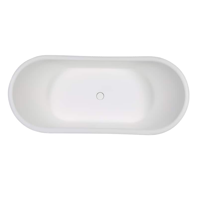 67" White Matte Pedestal Solid Surface Resin Bathtub