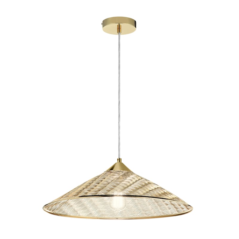 Isabelle River of Goods Polished Gold Metal Hanging Pendant Light - 20" x 20" x 8.25/56.25"