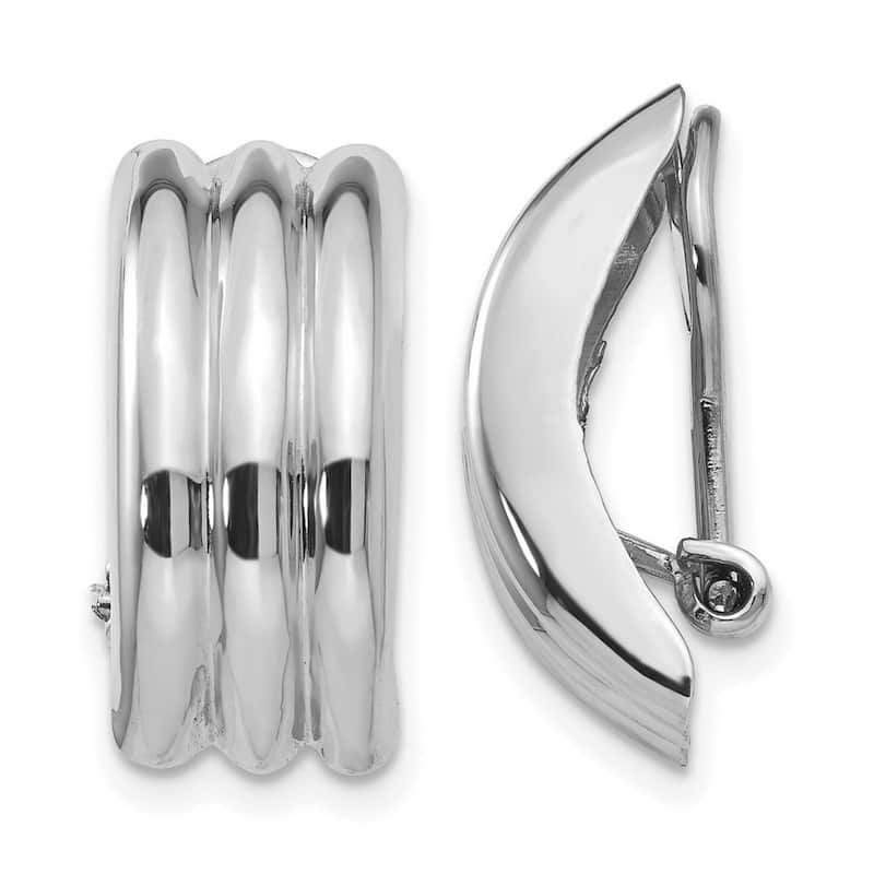 Curata 14k White Gold Polished Omega back Omega Clip Non Pierced Earrings - 19x8.5mm