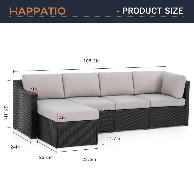 5 Piece Patio Sectional Conversation Set