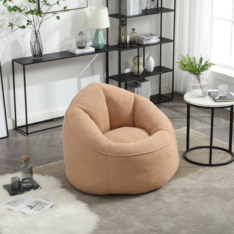 Tan Modern 40" Microfiber Upholstered Accent Chair with Ottoman and Padded Foam Padding Compressed for Living Room