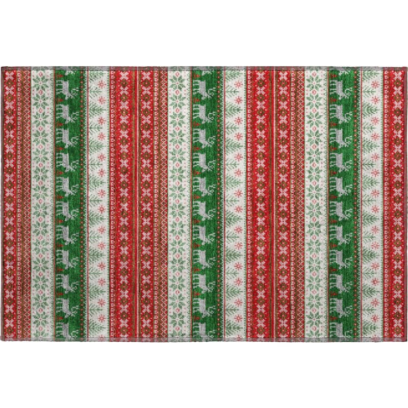 Premium Washable Super Soft Chritmas Stripes Mayfield Rug