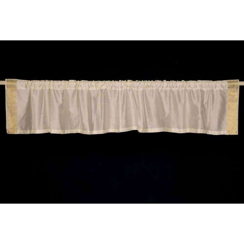 Cream - Rod Pocket Top It Off handmade Sari Valance - Pair - 80" W X 20" L