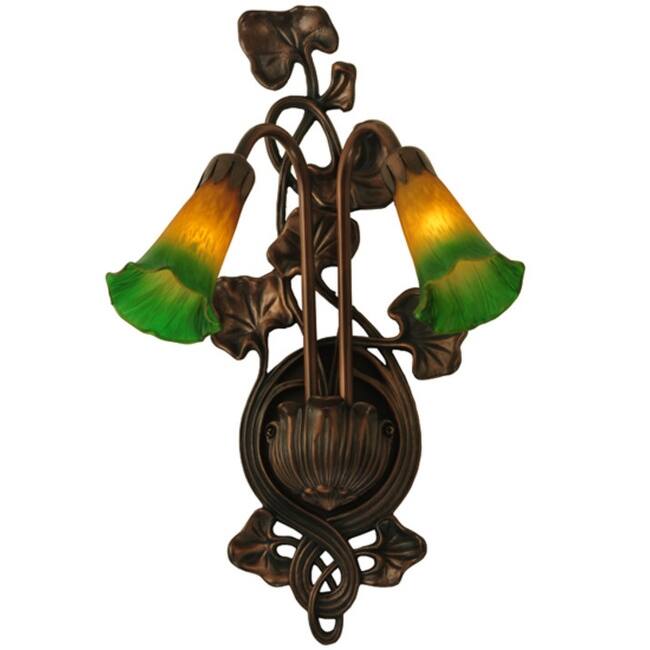 Meyda Tiffany 16573 Pond 2 Light 18" Tall Wall Sconce - Mahogany Bronze