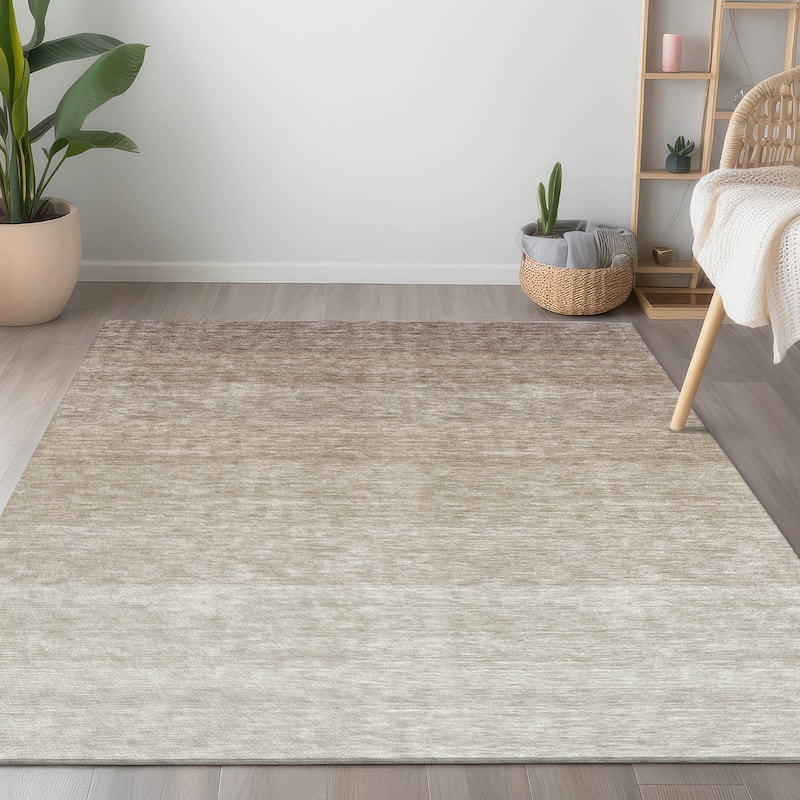 Machine Washable Indoor/ Outdoor Chantille Ombre Solid Rug