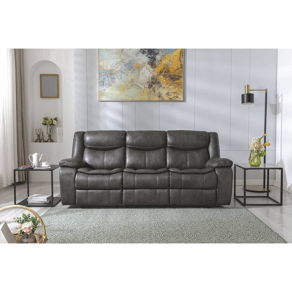 Holcroft Black/Gray Reclining Sofa - 86"W x 36"D x 40"H