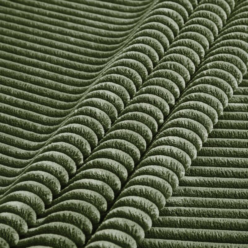 28 Inch Green Corduroy Ottoman with Extra-Wide Armrests and Durable High-Density Fabric for Comfortable Seating