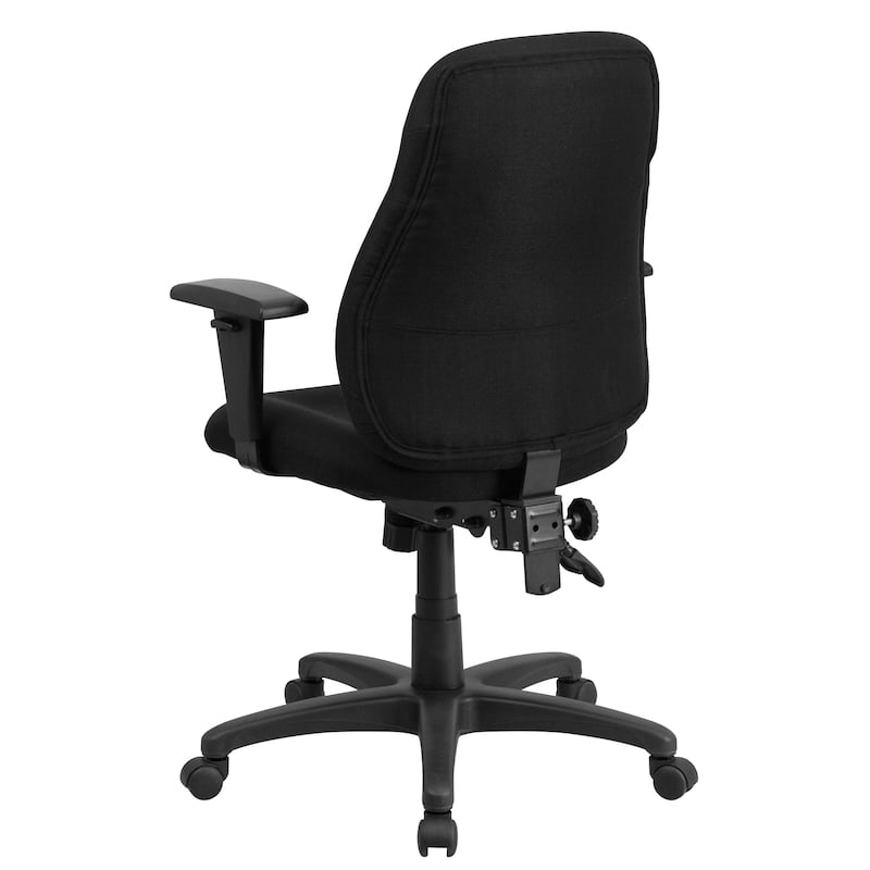 Mid-Back Fabric Multifunction Swivel Ergonomic Chair with Back Adjustment - Black