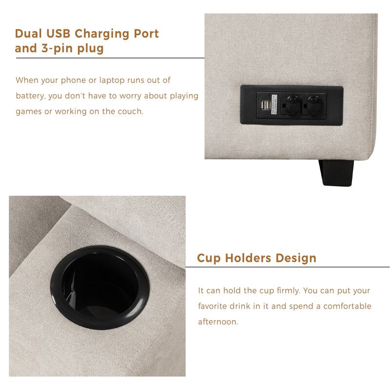 Beige 84.75'' L-Shaped 5-Seat Sleeper Sofa Bed with Storage Ottoman and Pull-Out Features, Ideal for Living Rooms