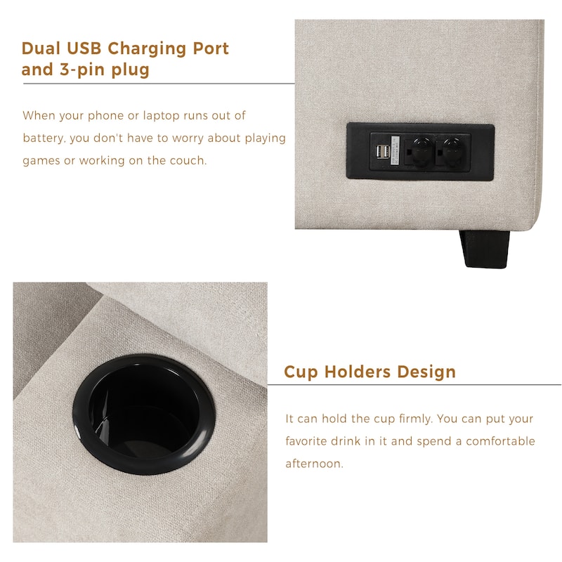 Beige 84.75'' L-Shaped 5 Seater Sectional Sleeper Sofa Bed with Storage Ottoman and Pull-Out Bed, Perfect for Living Room