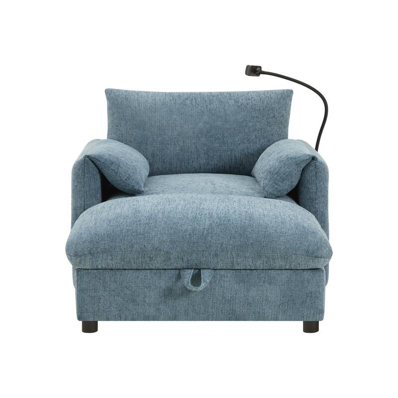 Chenille Luxe Lounge Chair with Storage Ottoman by Harper&Bright Designs
