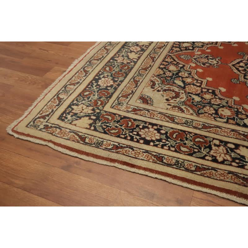 Hand Knotted Oriental 100% Wool Carpet Traditional Medallion Oranges & Rust Tabriz Area Rug - 5' 8'' X 3' 11''