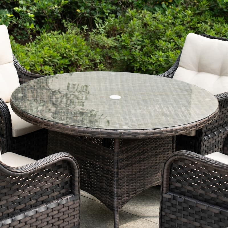 Modern 5-piece Outdoor Dining Set with Round Table and 4 Chairs